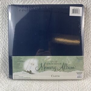 Westrim Memory Album Blue Leatherette Strap-Hinge Scrapbook 11 Sheets 12X12 NEW‎